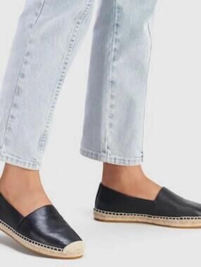 Coach Carley  Leather Monogram Espadrille Jute Midsole Slip-On Flats - Size 6.5